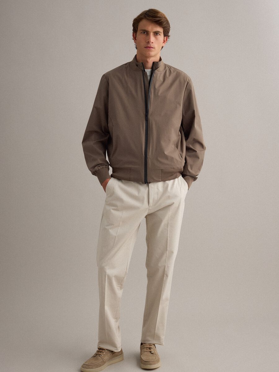 Bomber marrone regular fit con zip intergale_2