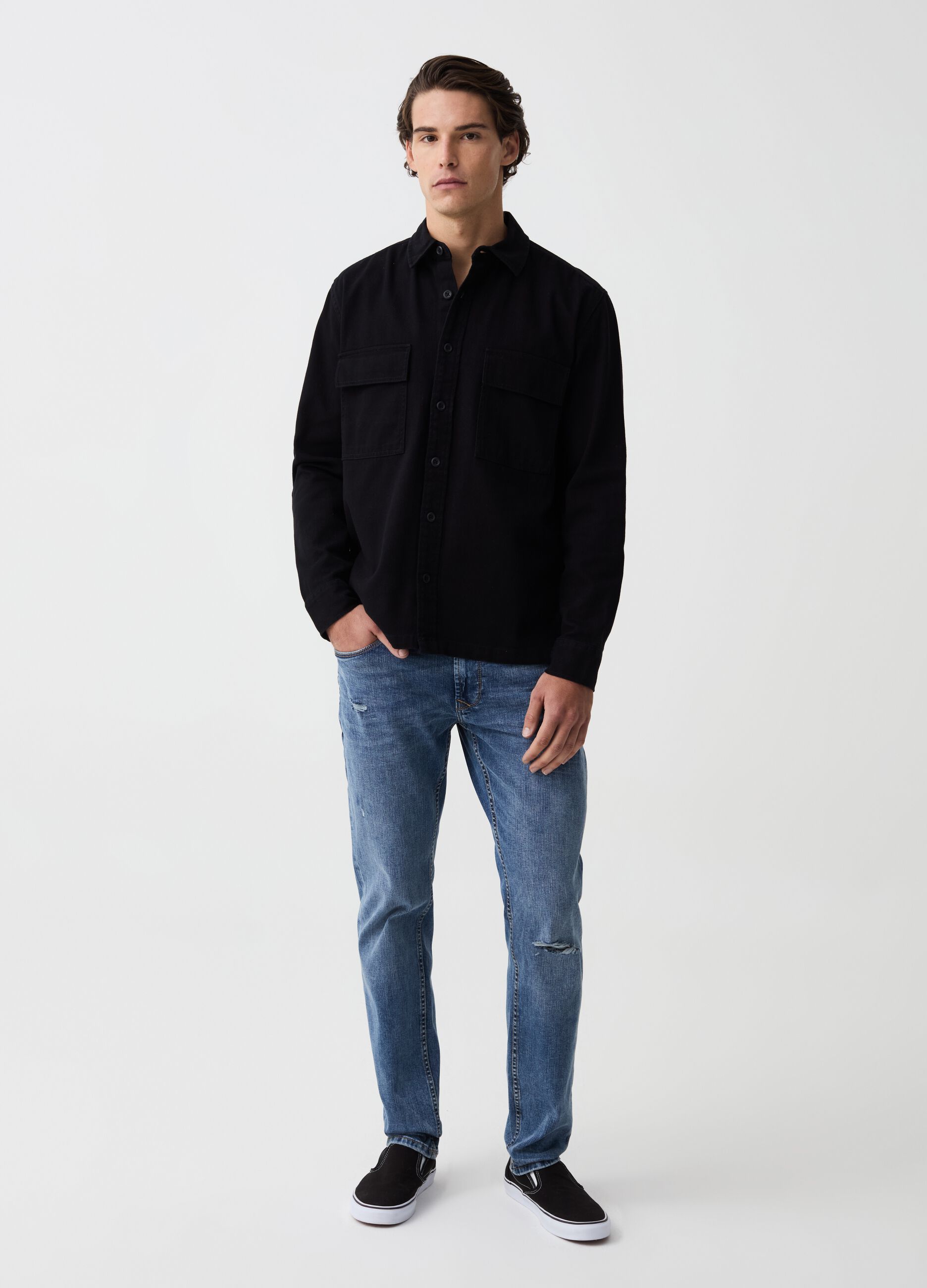 Ovs Jeans slim fit con abrasioni e scoloriture