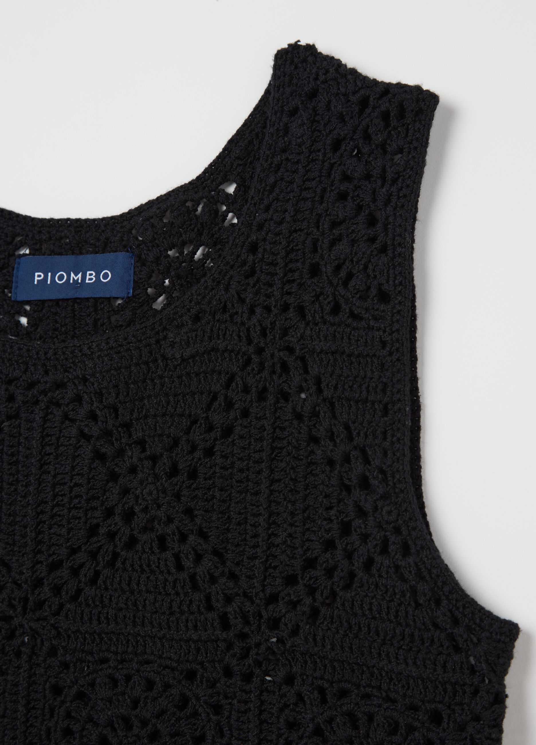 Black crochet knit tank top