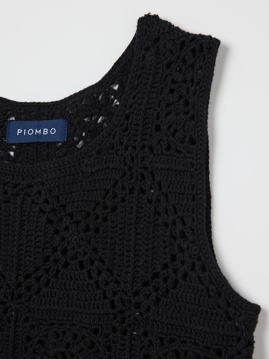 Black crochet knit tank top_5