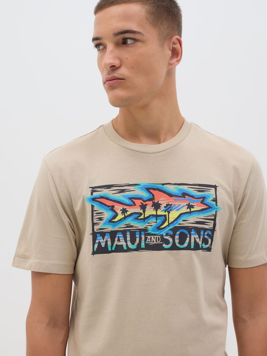 Beige T-shirt with Maui and Sons print_3