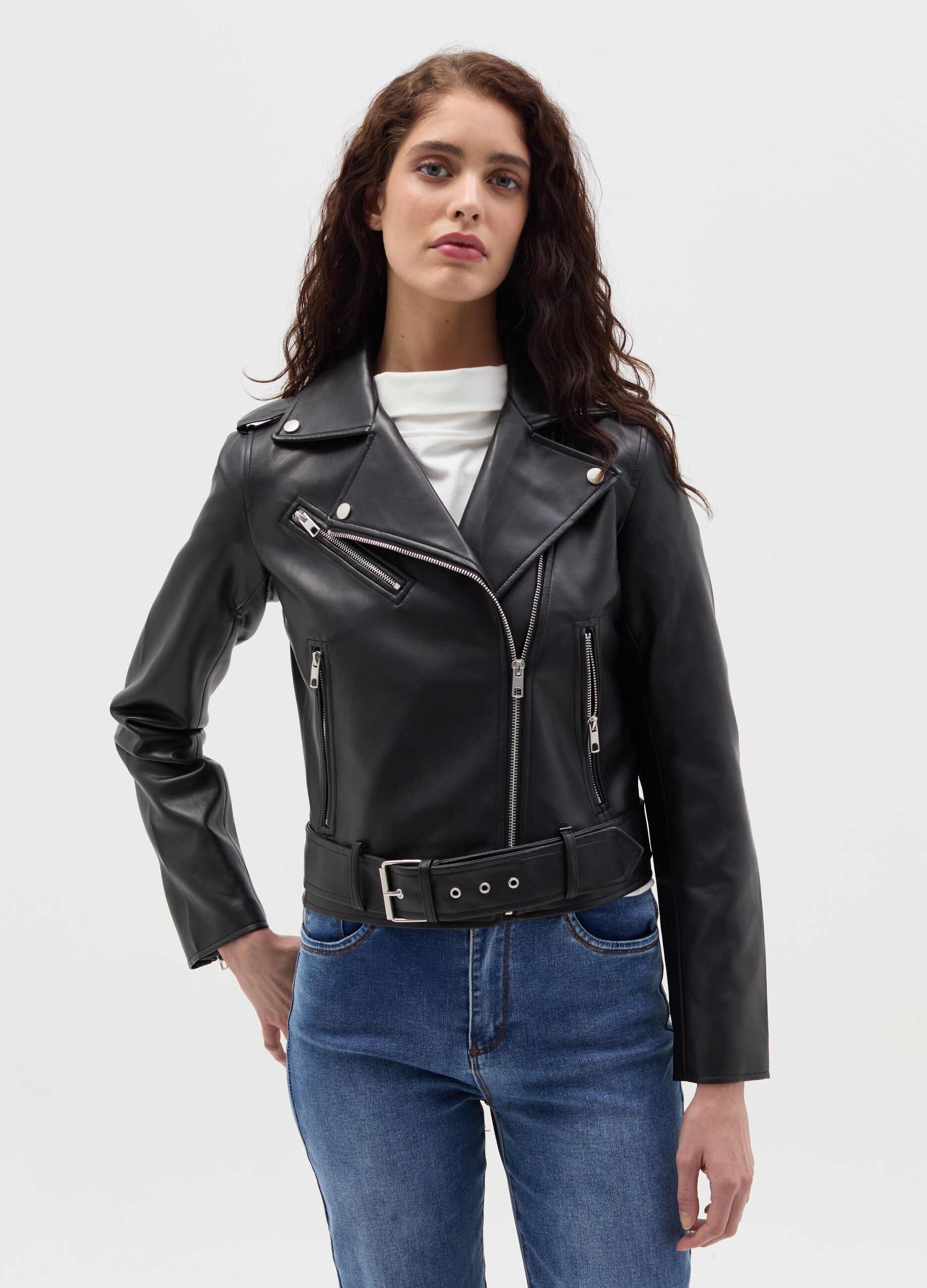 Biker jacket with zip