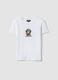 Girls&rsquo; white pure cotton slim-fit T-shirt with dog print_0