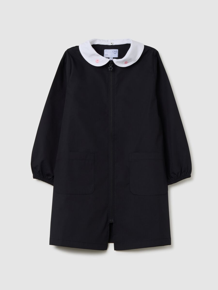 Girl's multicolour cotton blend overcoat with collar_0