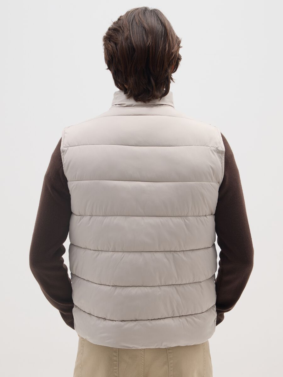 Beige Quilted Waistcoat with Zip_2