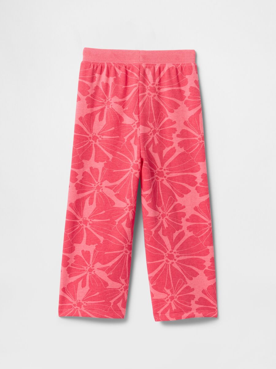 Pink wide-leg joggers with logo embroidery and flowers print_1
