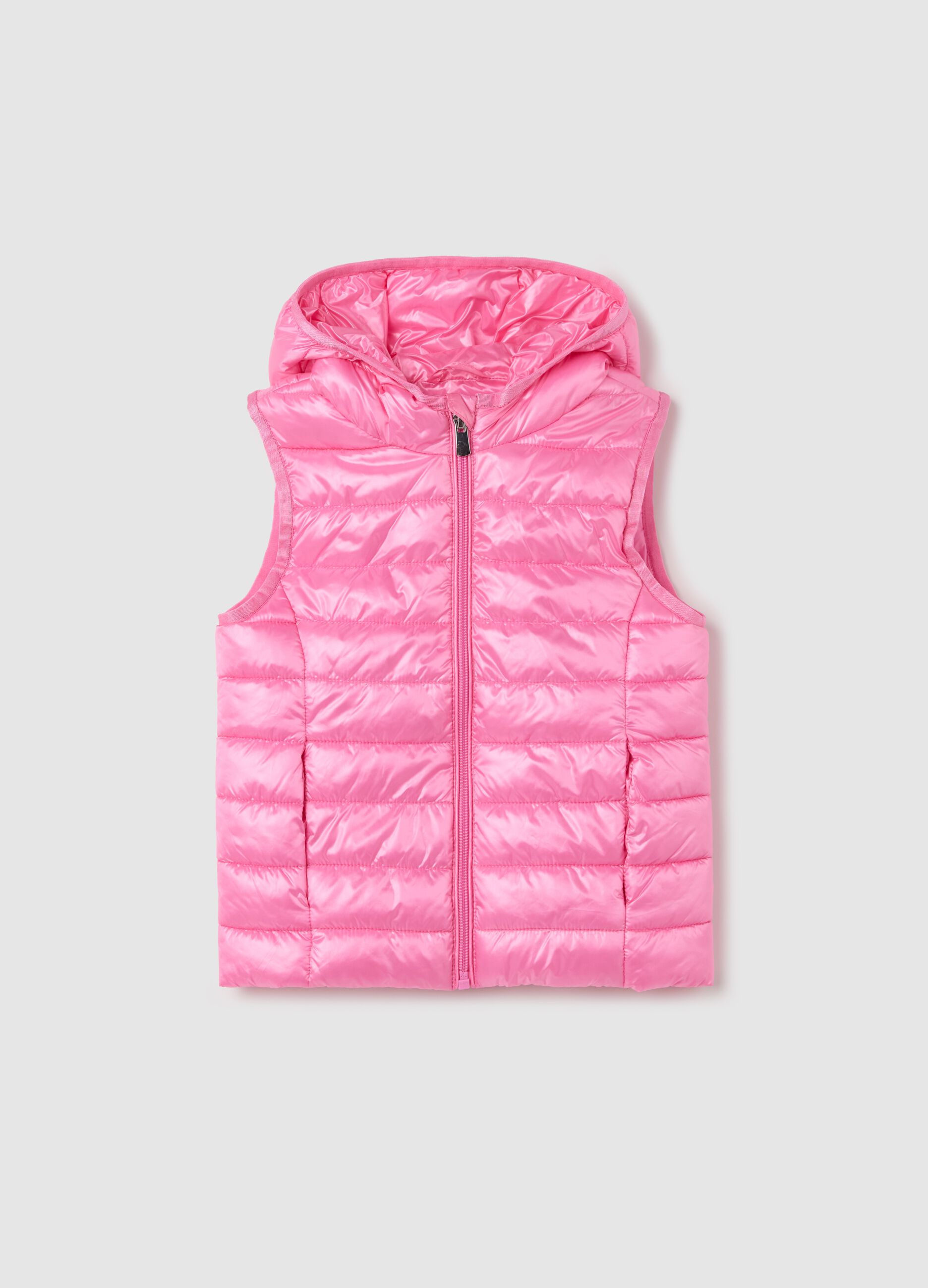 Pink gilet with hood and unicorn