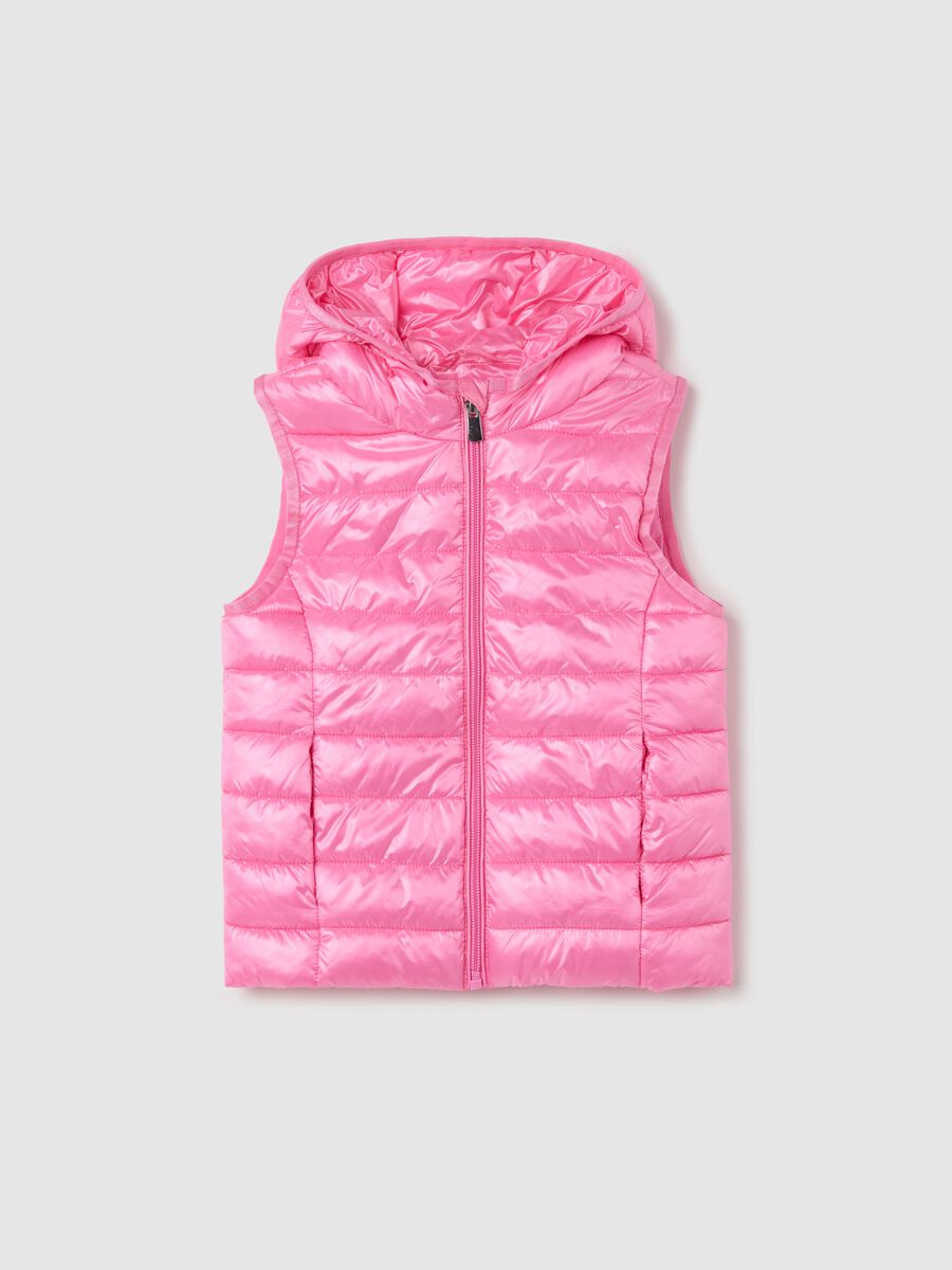 Pink gilet with hood and unicorn_0