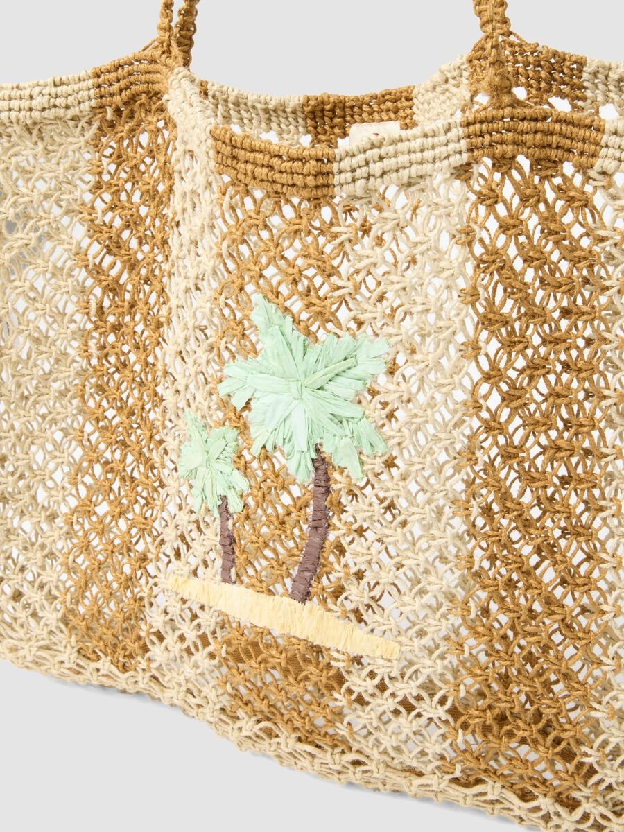 Multicolour woven mesh jute-blend beach bag_1