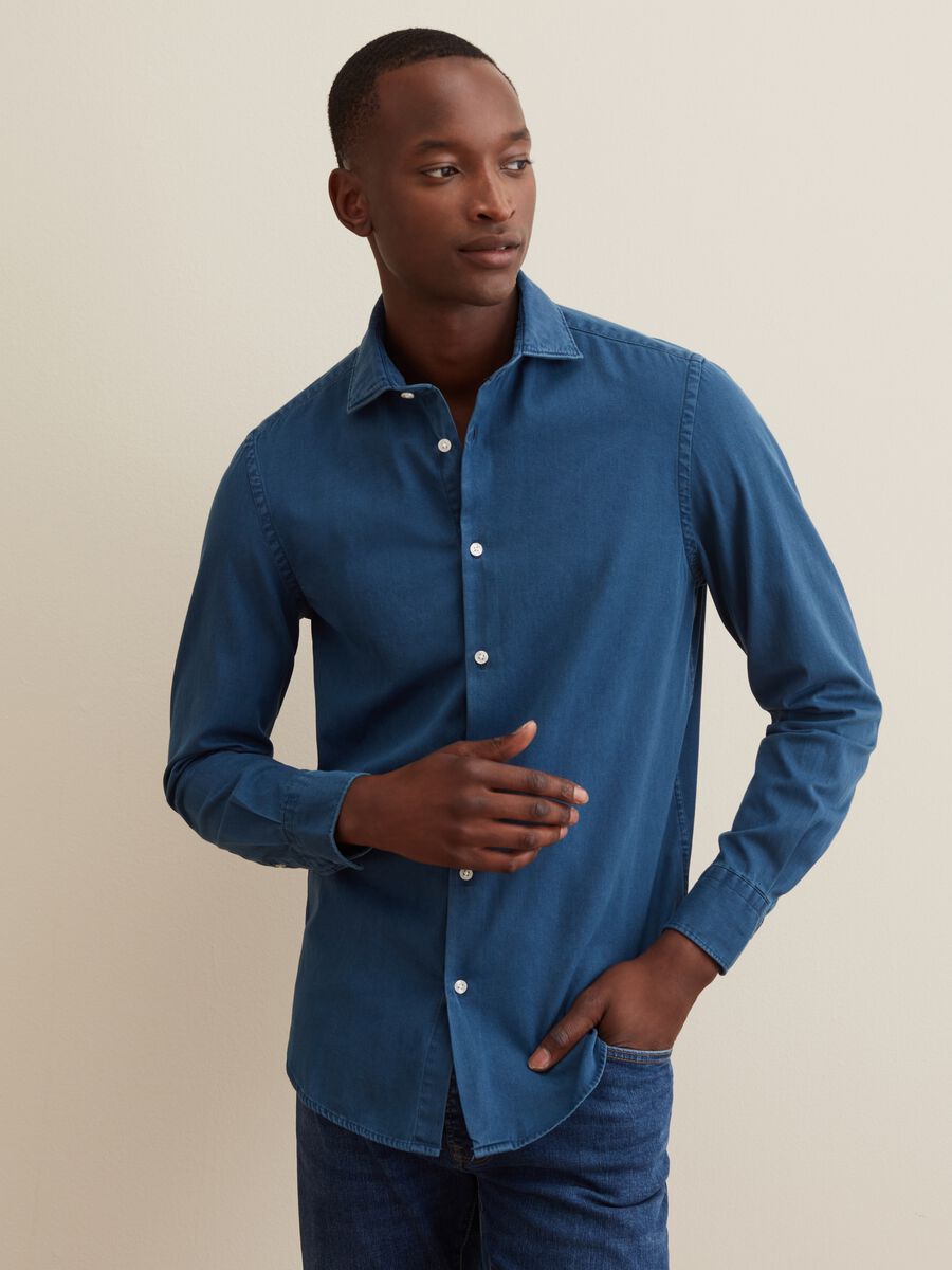 Camicia slim fit in denim_1