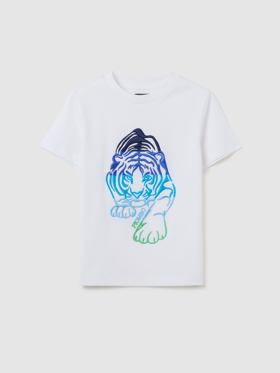 White regular fit pure cotton kids' T-shirt_0