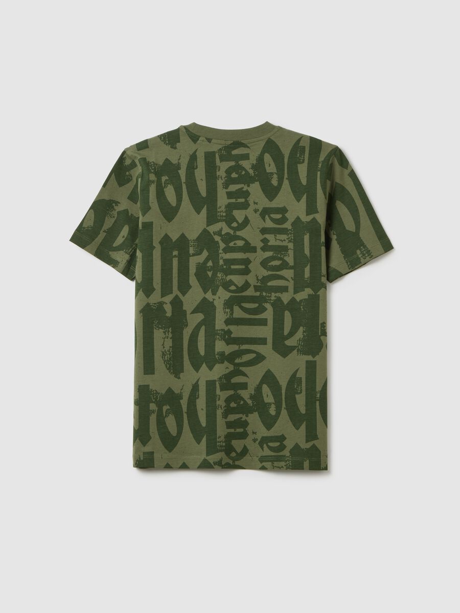 Boy's green cotton t-shirt regular fit with graphic print_1