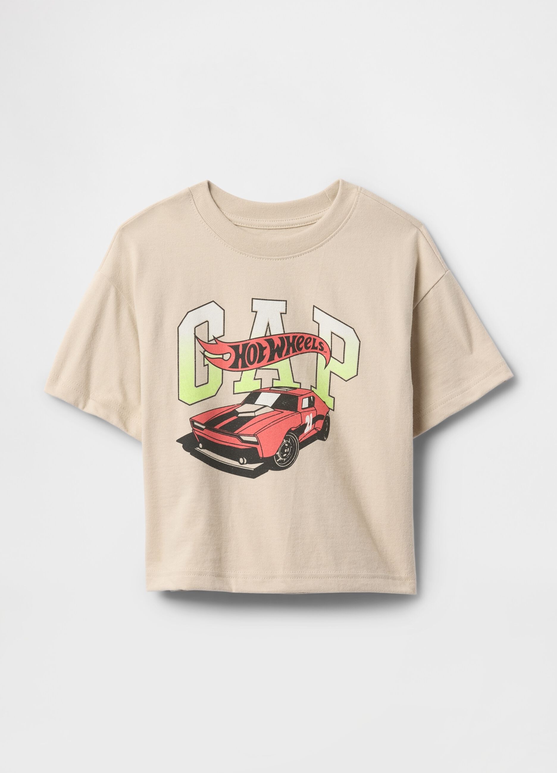 Beige T-shirt with Hot Wheels design