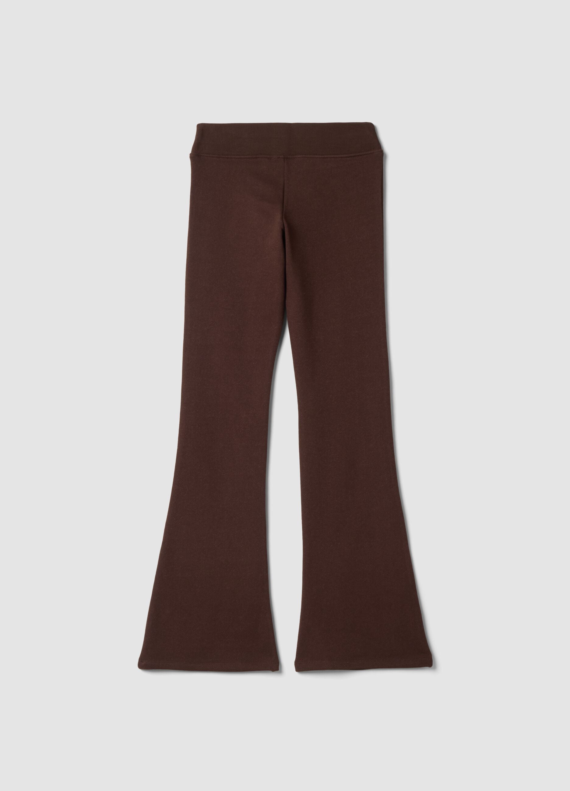 Brown flared stretch-cotton trousers