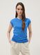 Tank top blu in puro cotone con arricciature laterali regular fit_2