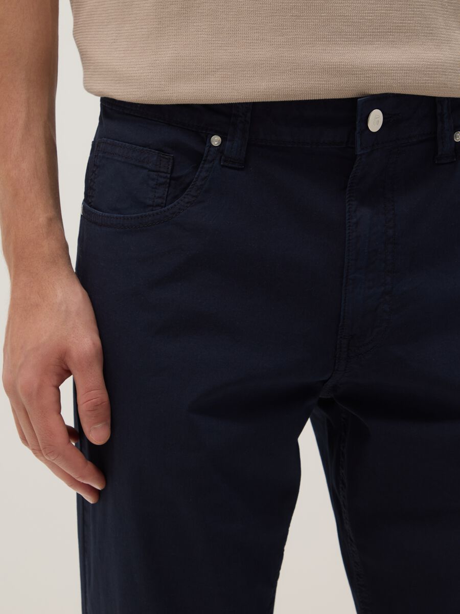 Slim Fit Stretch Cotton Blue Trousers_3