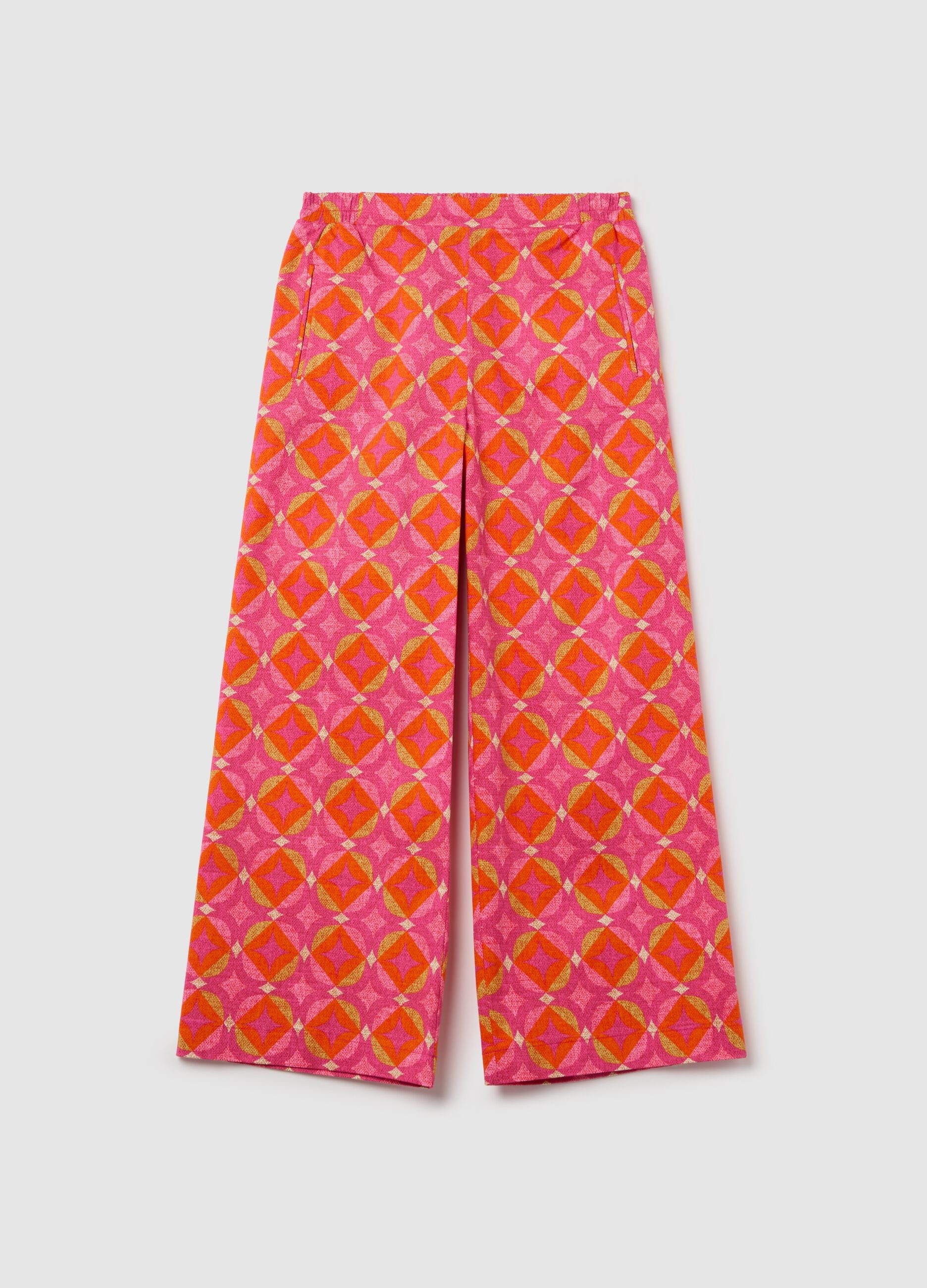 Pantalone a gamba larga stampa all-over