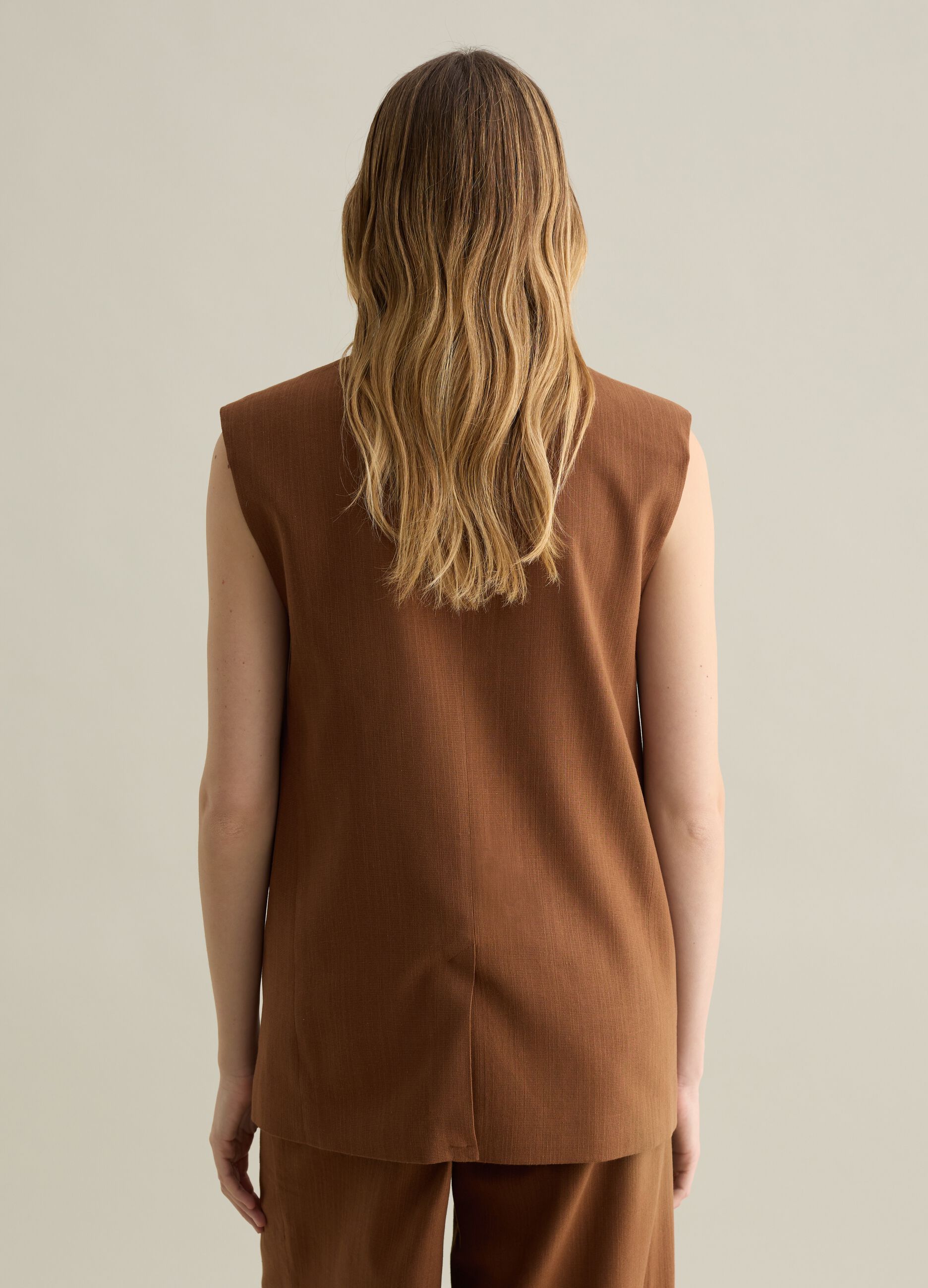 Gilet in cotone e viscosa marrone