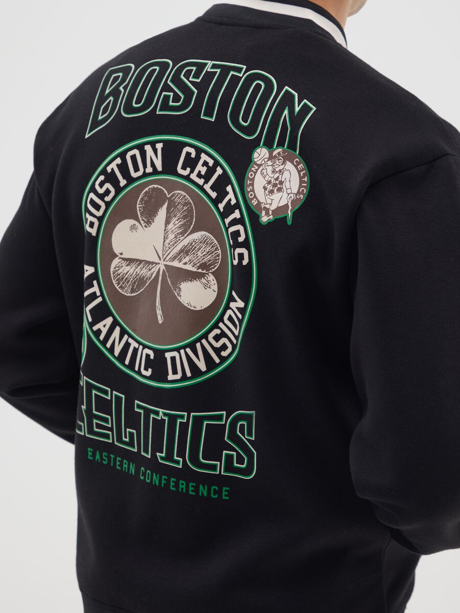 Giubbotto bomber in misto cotone nero con stampe Celtics_3