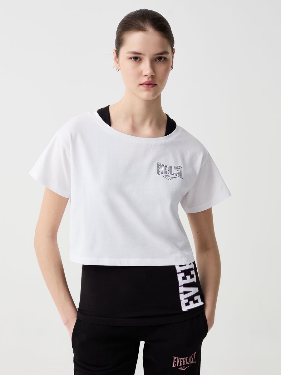Cropped T-shirt and vest set with logo print_0