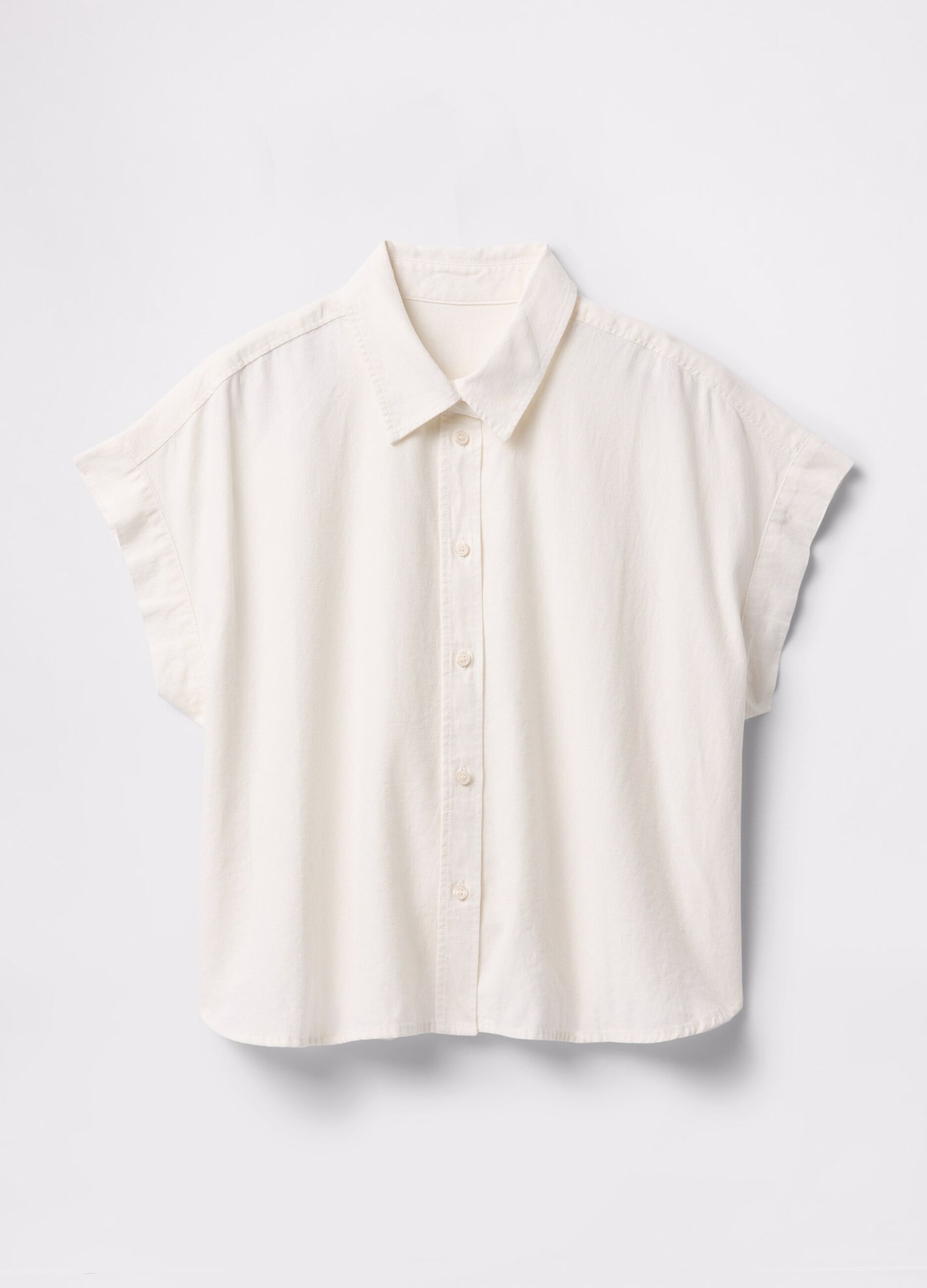 Camicia senza maniche in lino e viscosa