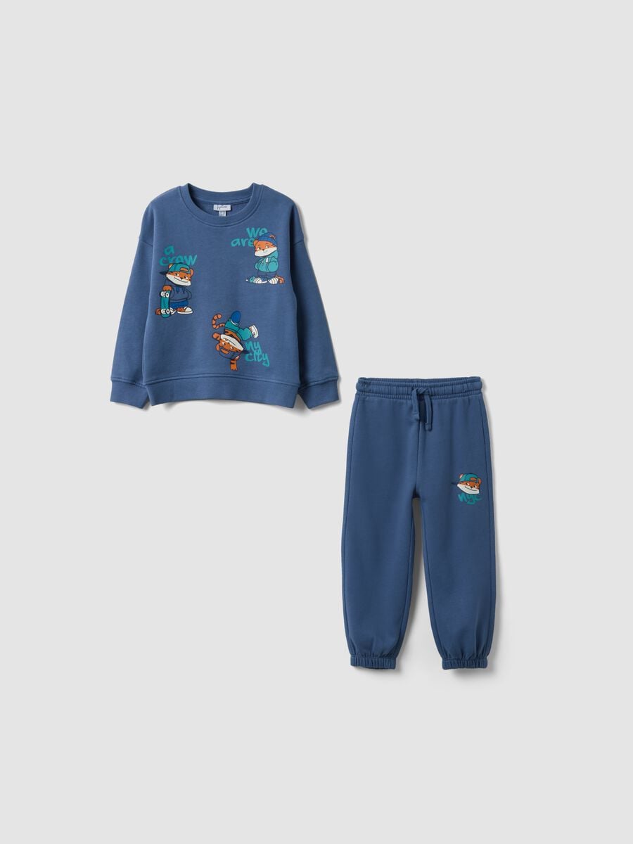 Completo jogging over fit blu in puro cotone per bimbo_0