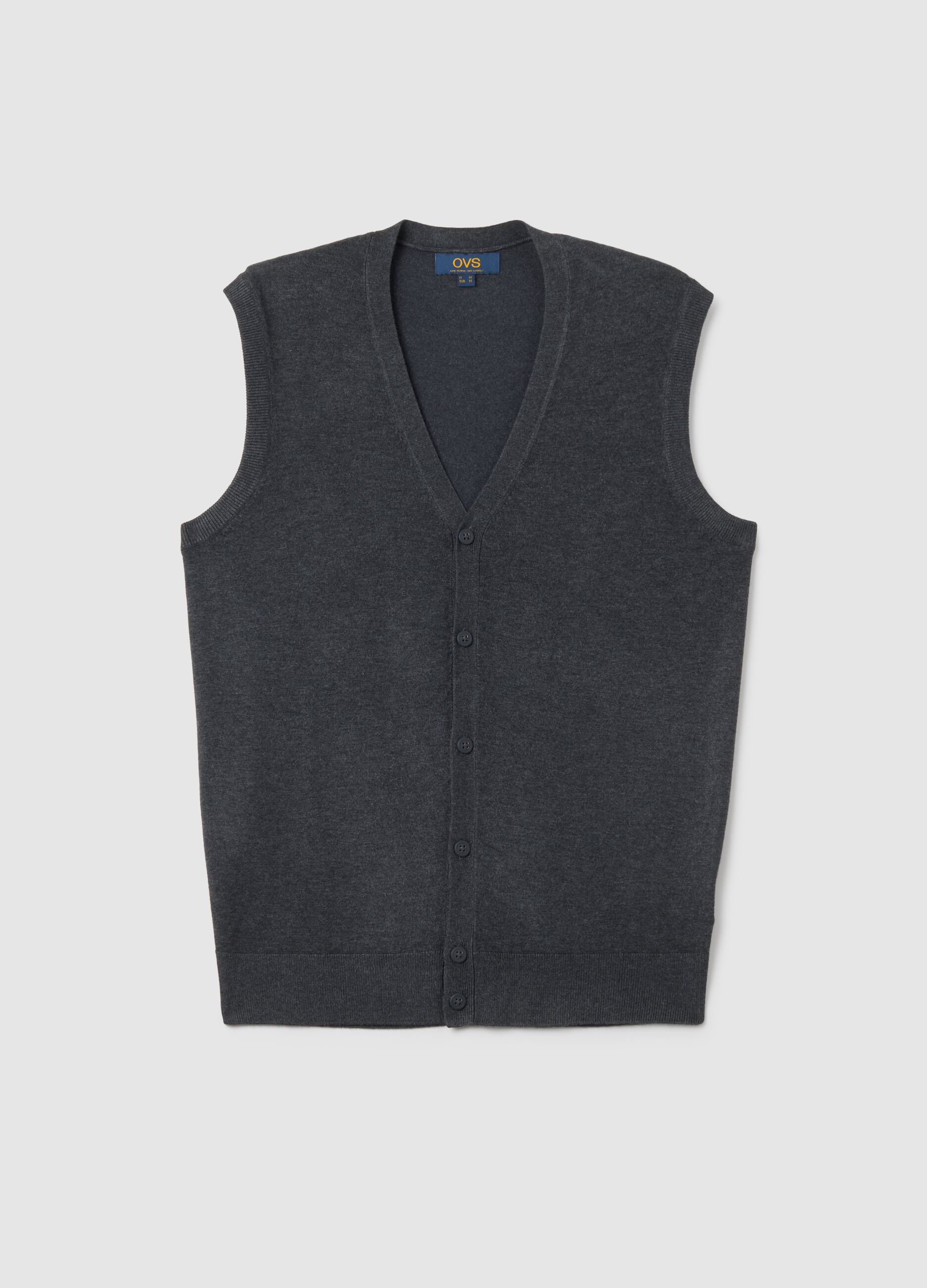 Grey viscose blend regular fit gilet