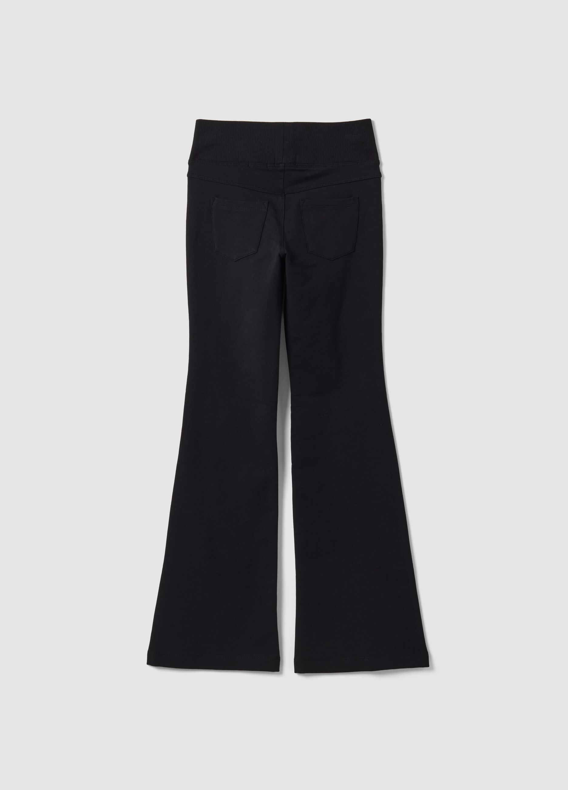 Girls&rsquo; black flared cotton-stretch treggings