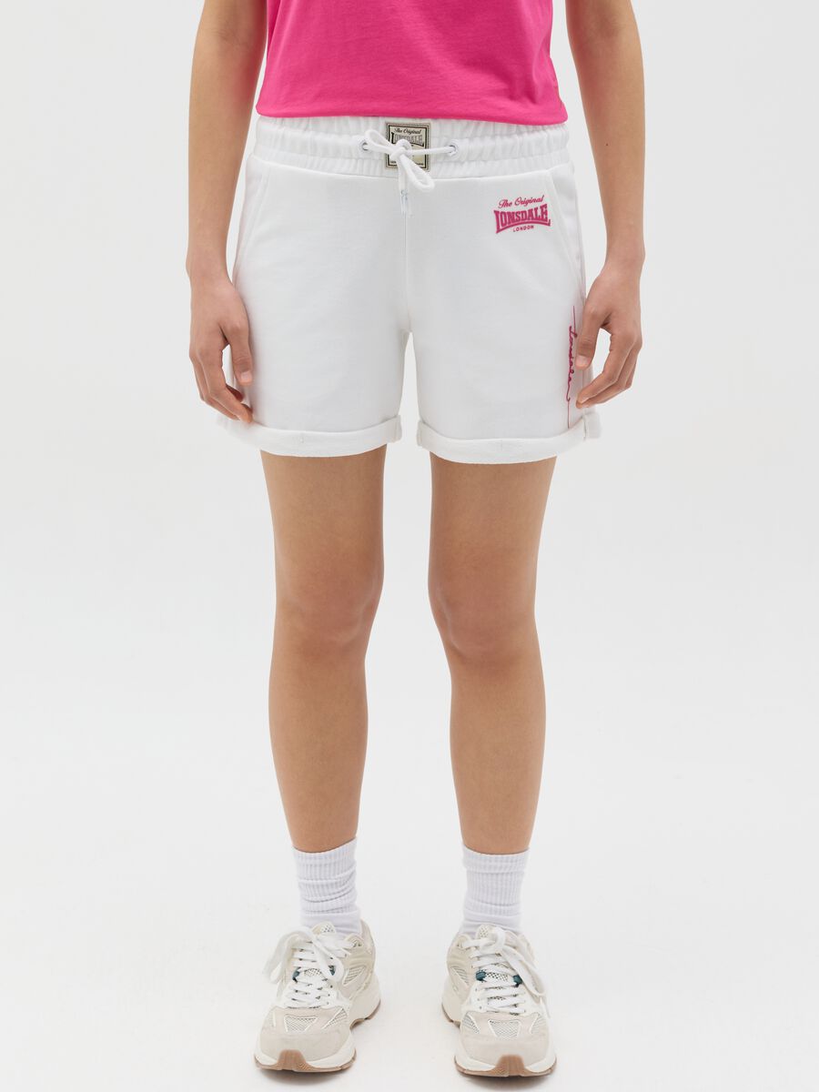 White shorts in fleece with print_1