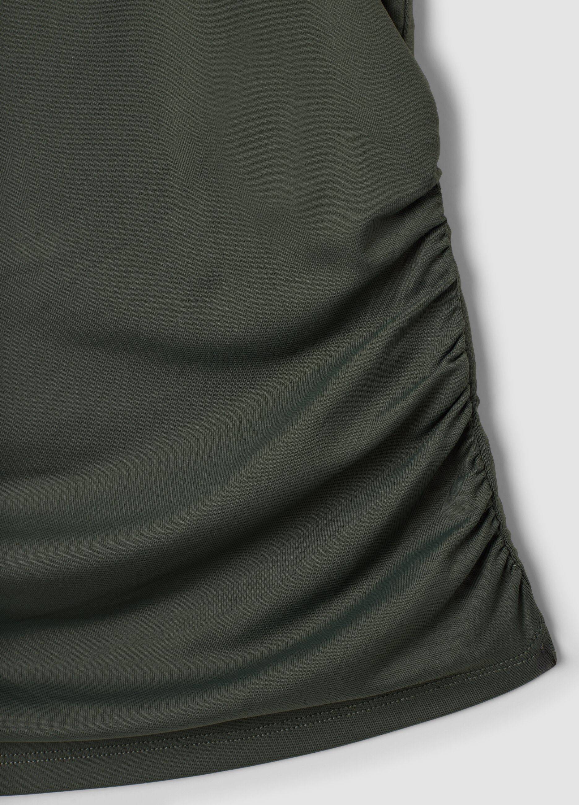 Green stretch tank top with side ruching