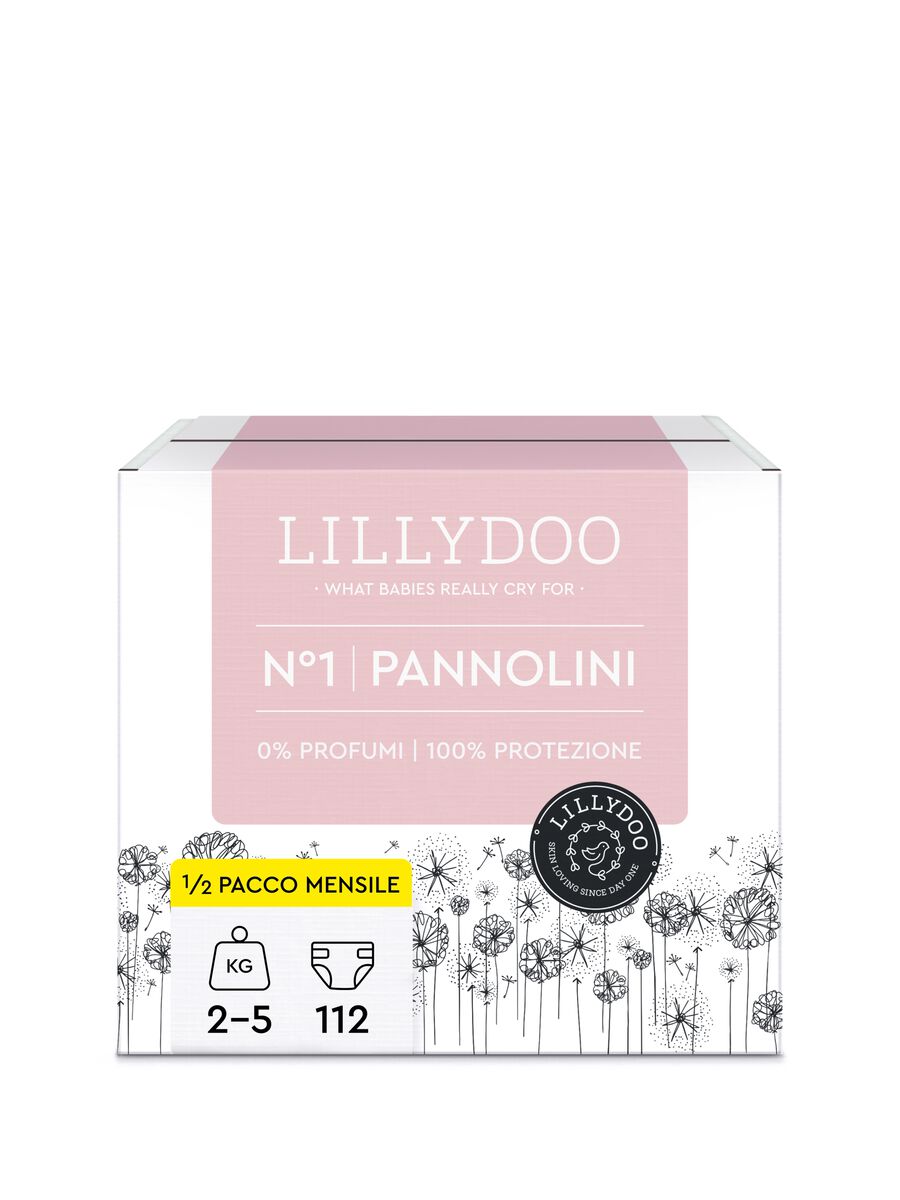 Pannolini multipack da 6 confezioni per pelli sensibili N°1 (2-5 Kg) Lillydoo_0