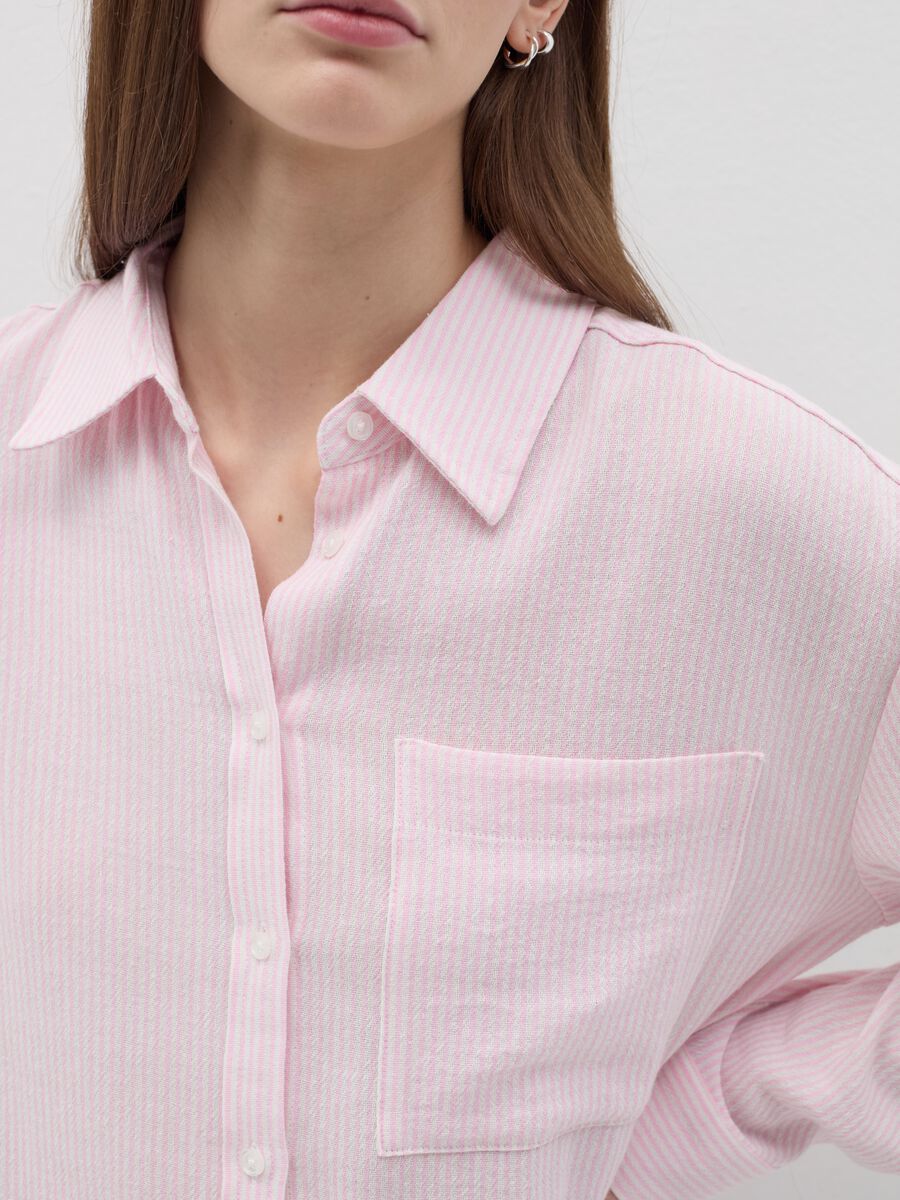 Striped pink shirt in cotton and linen_3