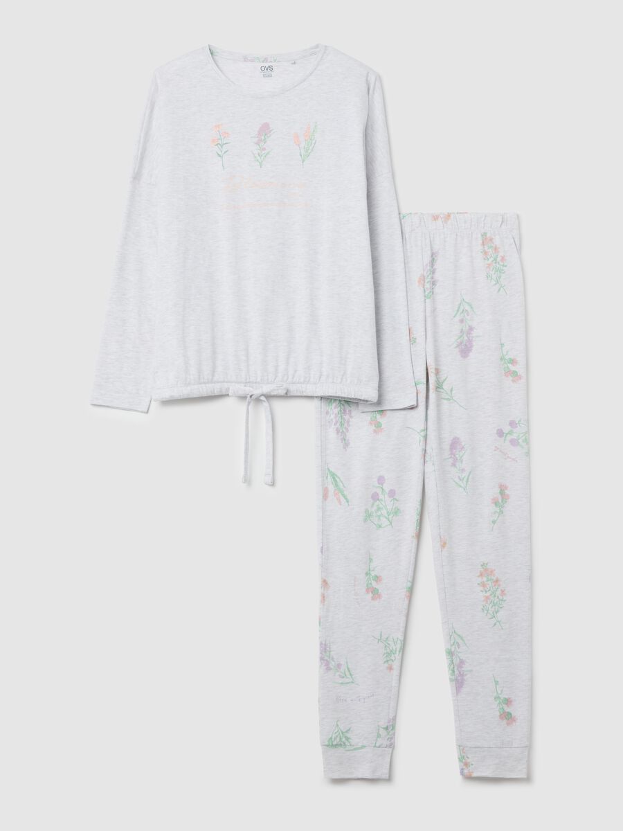 Long pyjamas with drawstring and flowers print_4