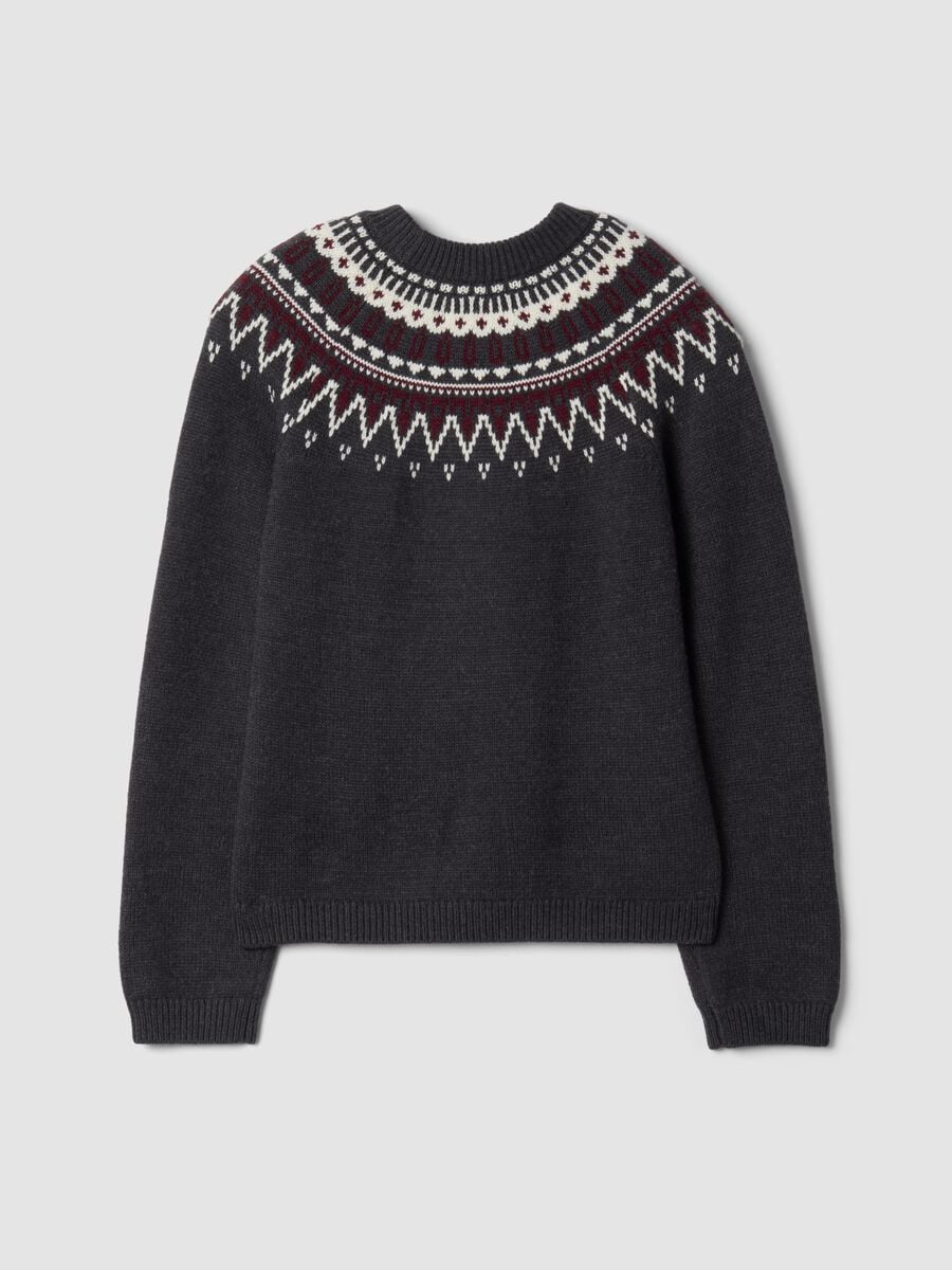 Maglia grigia in misto lana jacquard girocollo over fit_2