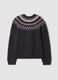 Maglia grigia in misto lana jacquard girocollo over fit_2