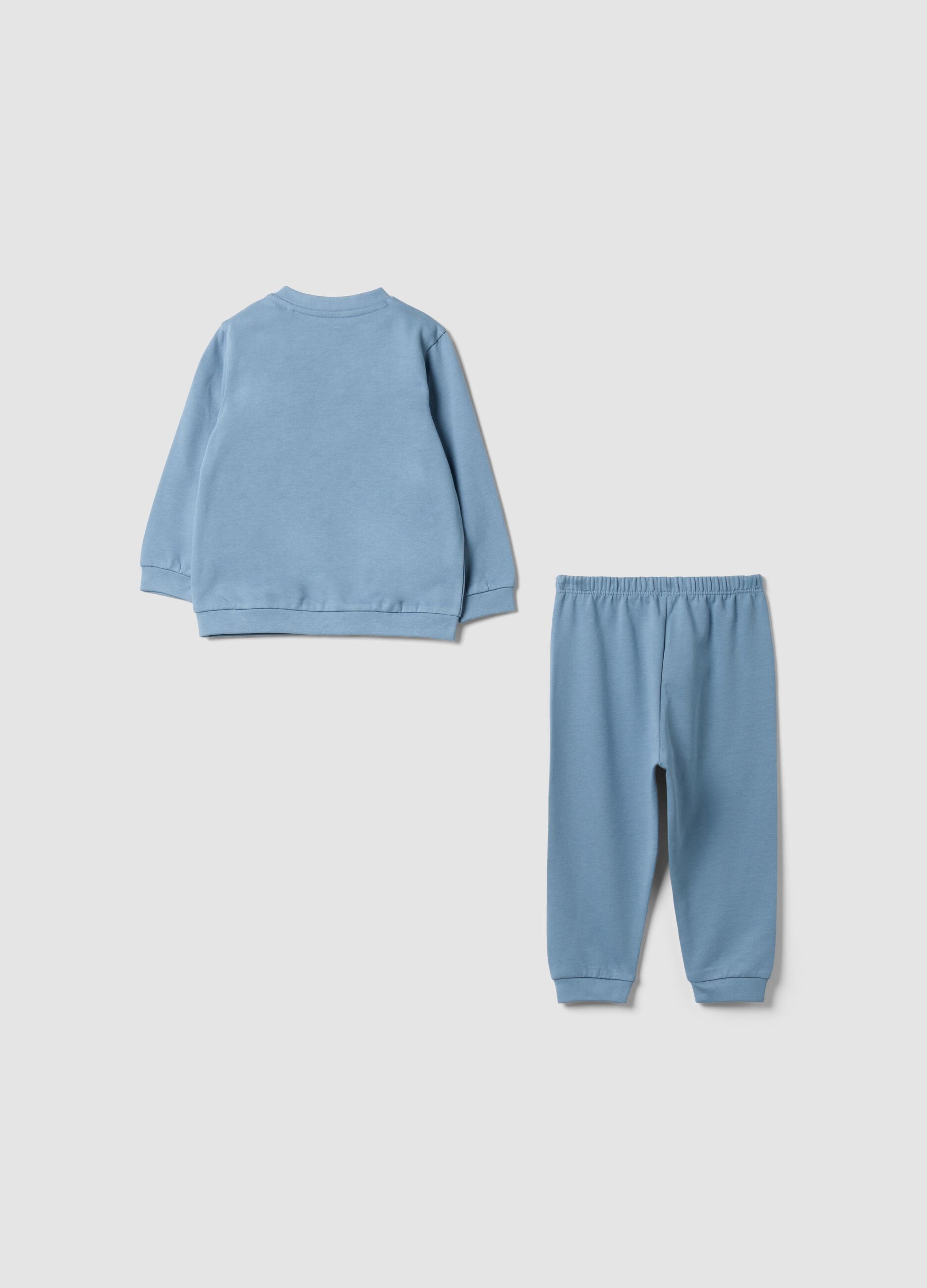 Pigiama azzurro in puro cotone organico con girocollo