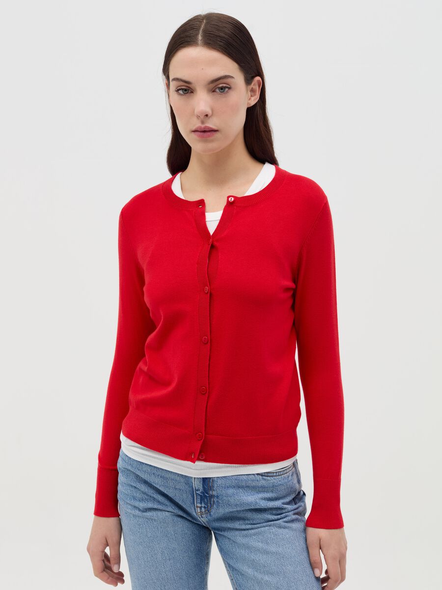Cardigan with round neckline_0