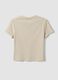 T-shirt crop beige in puro cotone a girocollo con stampa_5