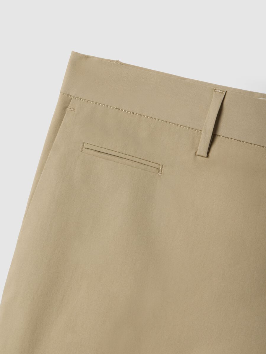 Pantaloni in cotone elasticizzato beige regular fit_5