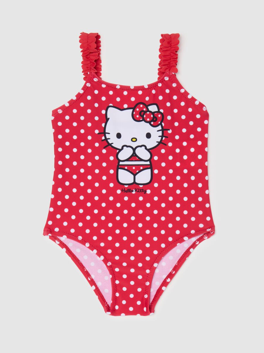 Girls’ one-piece multicoloured swimsuit with Hello Kitty print_0