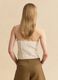 Beige strapless cotton-blend top, regular fit with textured knit_3