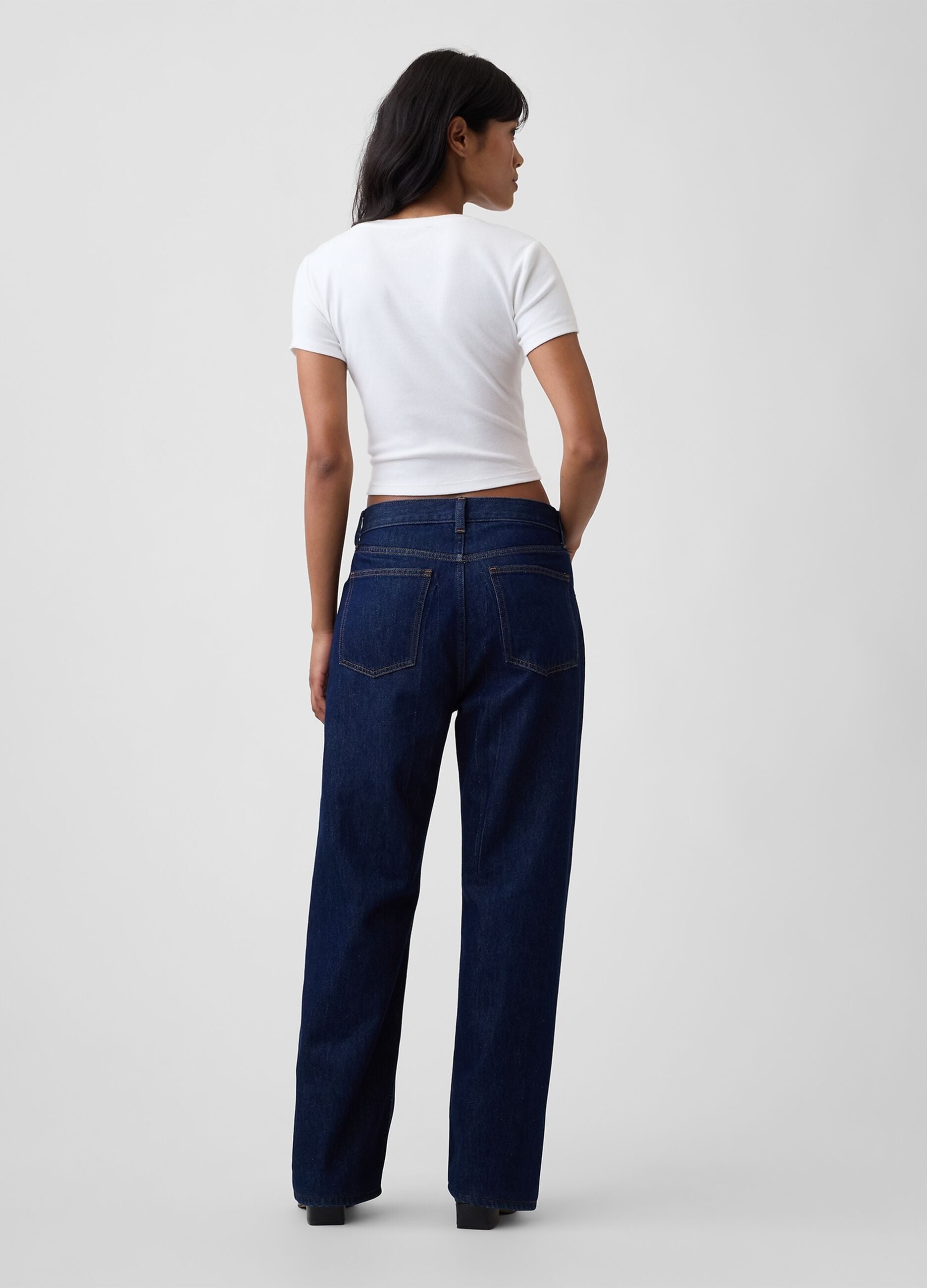 Straight-leg pure cotton denim jeans