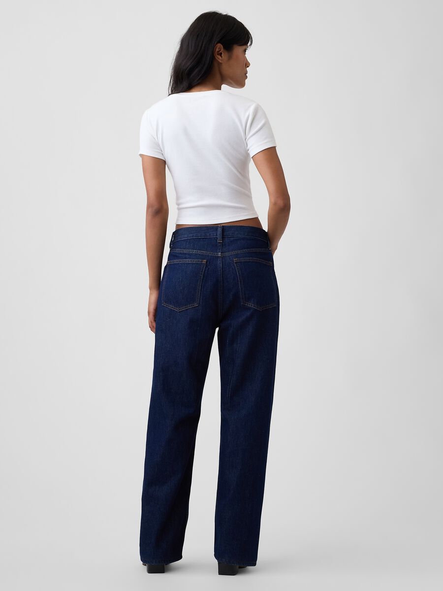Jeans denim in puro cotone a gamba dritta_2