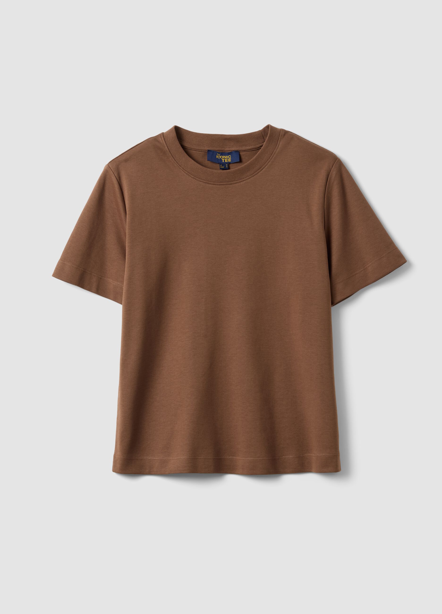T-shirt The Iconic Tee marrone in puro cotone relaxed fit