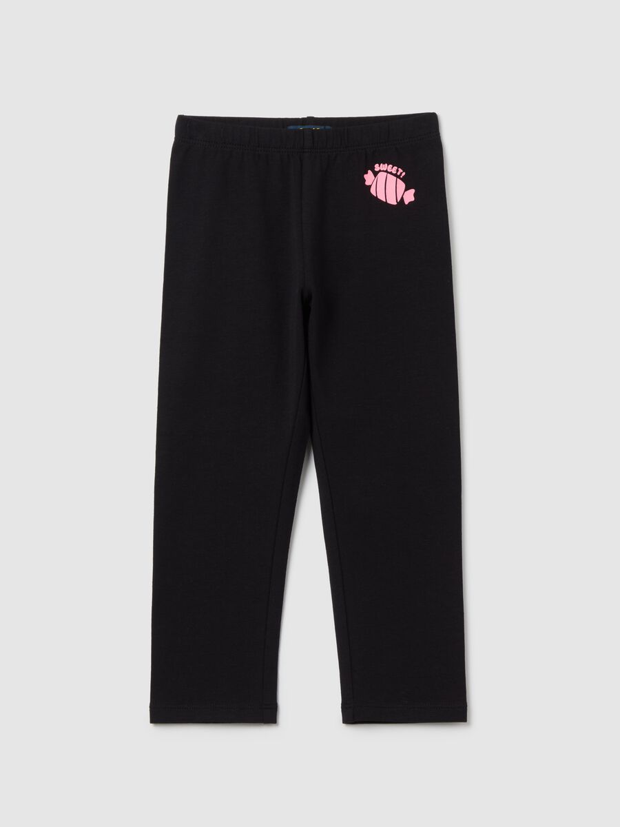 Three-quarter leggings in stretch cotton_0