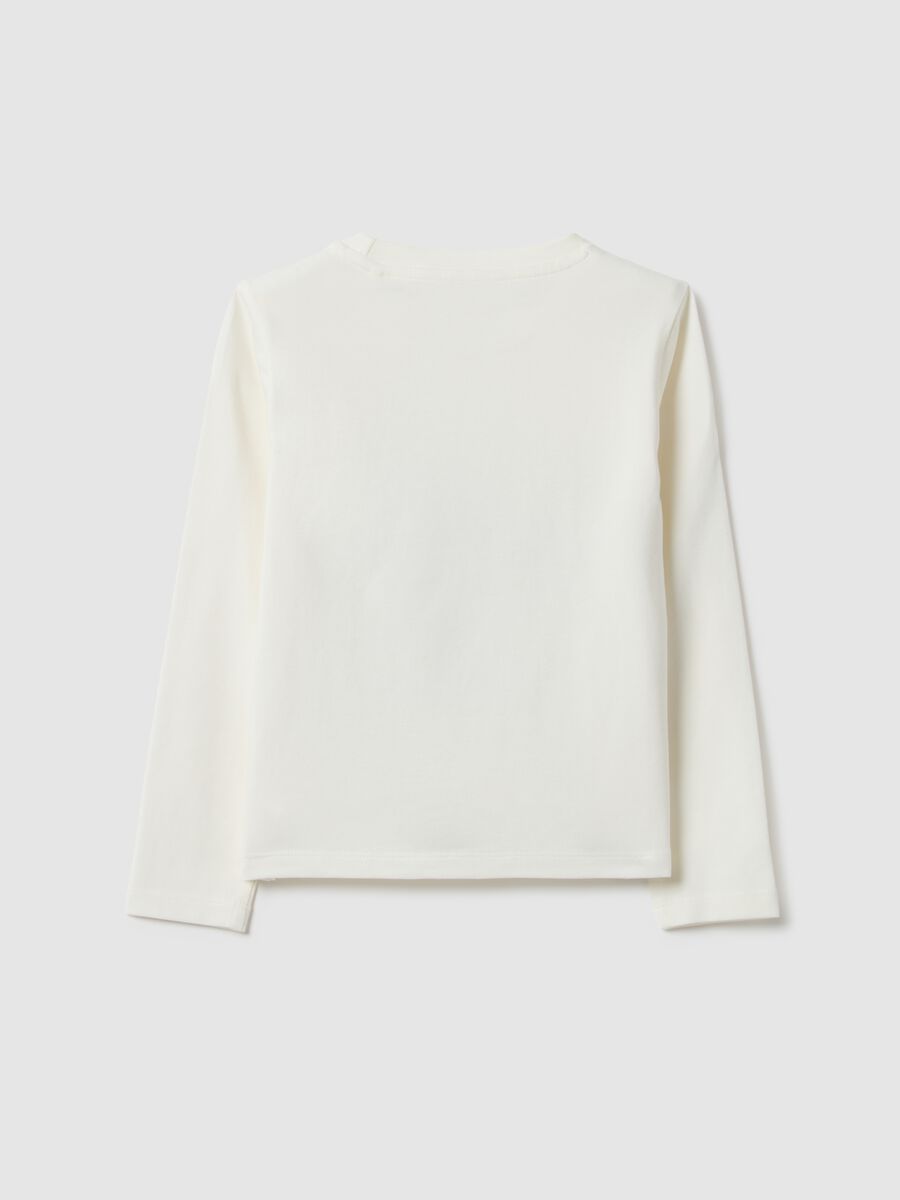 White long-sleeve regular fit cotton blend girl's T-shirt_1