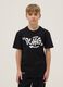 Boys' black pure cotton t-shirt regular fit with Swag print_0