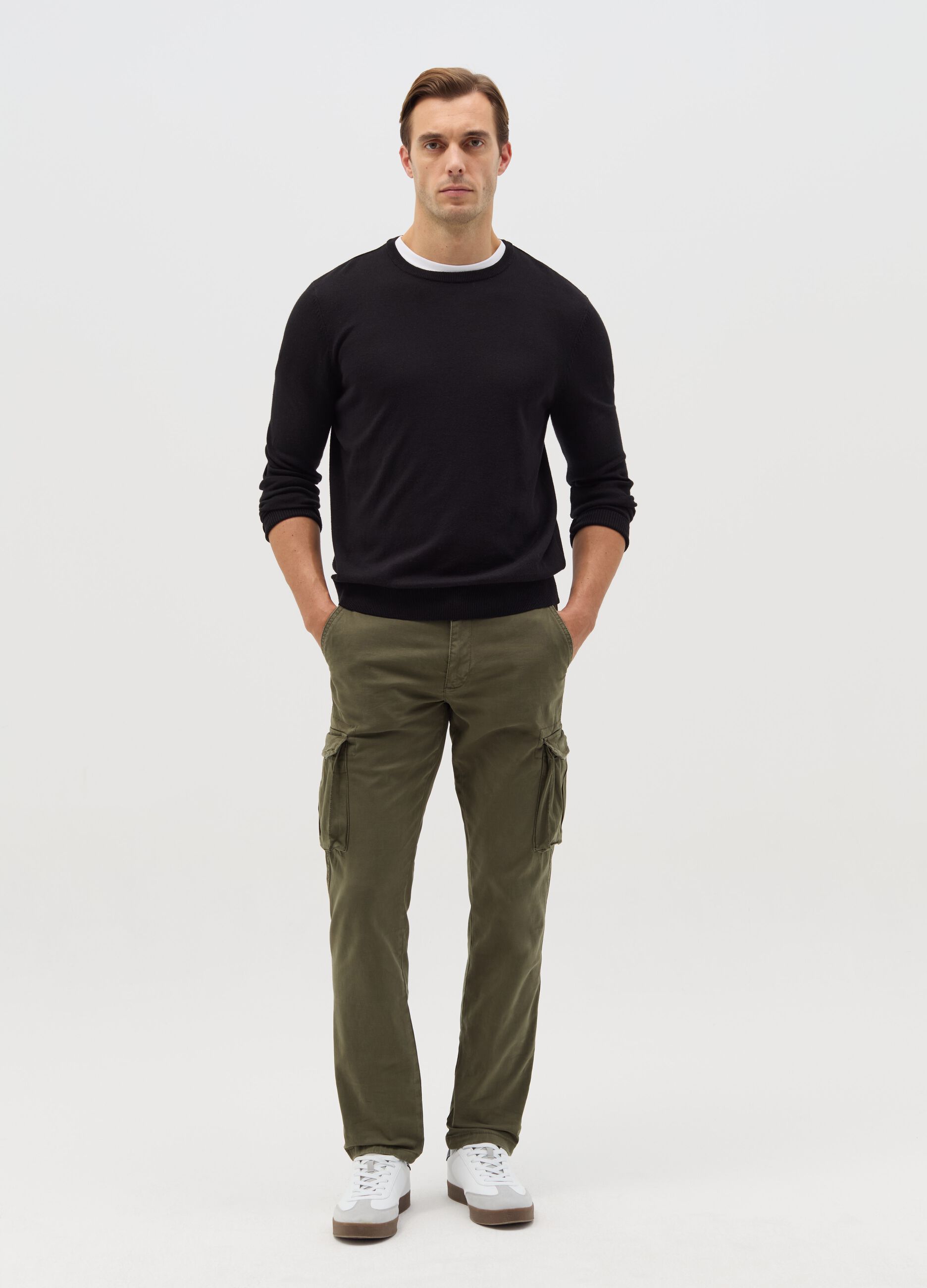 Pantaloni cargo in twill