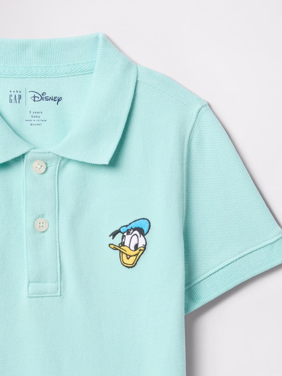 Light blue cotton polo shirt with Donald Duck embroidery_2