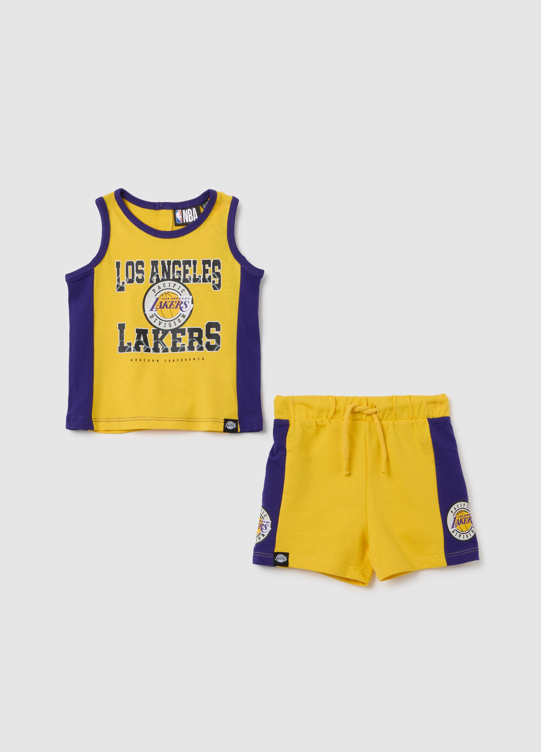 Completo da bambino in puro cotone multicolor regular fit con stampa NBA